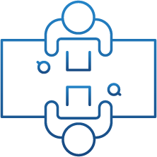 icon of 2 people meeting face-to-face